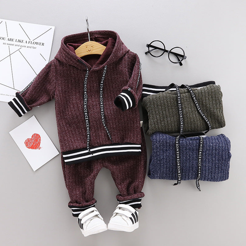 Children's Solid Color Long Sleeve Two-Piece Set