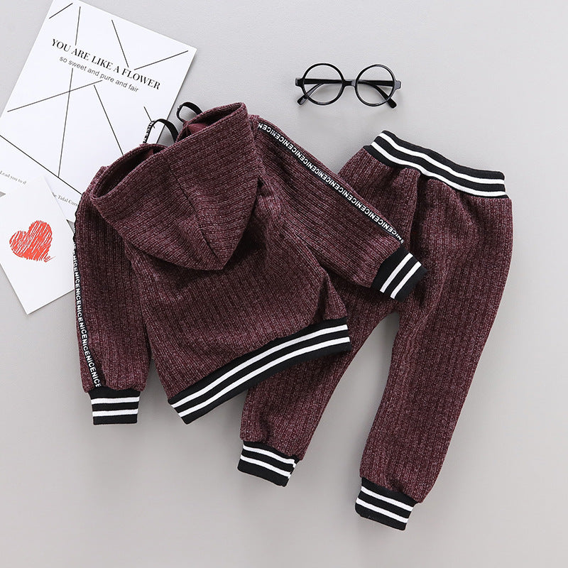 Children's Solid Color Long Sleeve Two-Piece Set