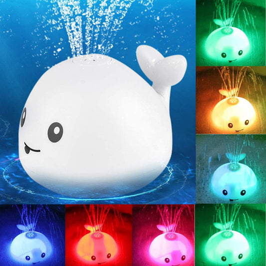 Whale Floating Spraying Water Bath Toys With Light Music LED Light