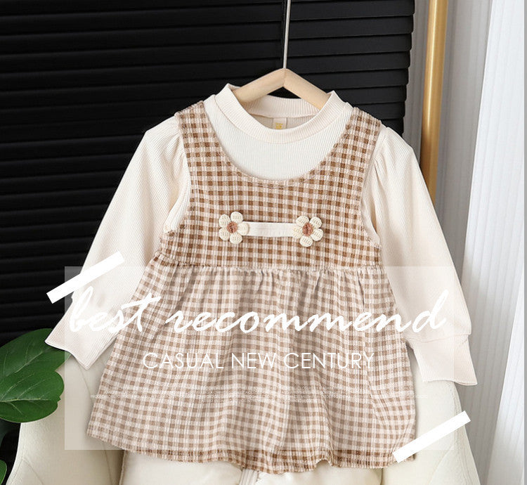 Girls Round-neck Long-sleeved Dress