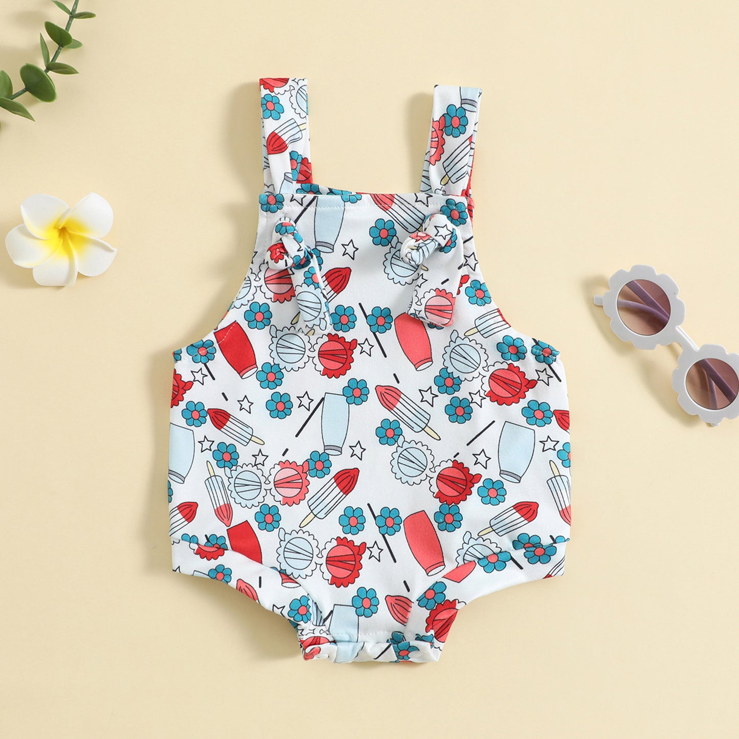 Baby Printed Front Knotted Jumpsuit