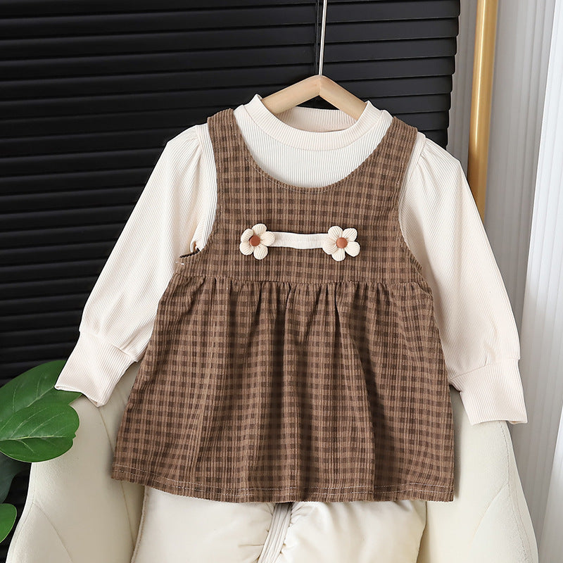 Girls Round-neck Long-sleeved Dress